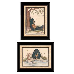 "Gone Fishing" 2-Piece Vignette by Mary June, Black Frame