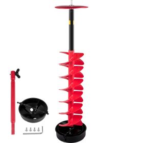 Ice Drill Auger, 8" Diameter Nylon Ice Auger, 39" Length Ice Auger Bit,Auger Drill with 11.8" Extension Rod,Auger Bit w/Drill Adapter,Top Plate