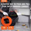 Fish Tape, 100 ft, 3/16-inch, Fiberglass Wire Puller with Optimized Housing and Handle, Easy-to-Use Cable Puller Tool, Flexible Wire Fishing Too