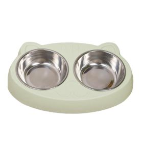 Dog Bowls Double Dog Water And Food Bowls Stainless Steel Bowls With Non-Slip Resin Station, Pet Feeder Bowls For Puppy Medium Dogs Cats (Color: Green)