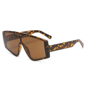 Fashion One Piece Sunglasses Women Glasses Retro Sunglass Men Luxury Designer Eyewear UV400 Sun Glass Fishing Brown Shades (Lens Color: leopard)