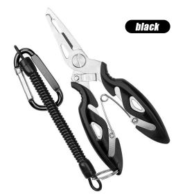 Multifunction Fishing Pliers Hook Picker Lost Rope Hanging Buckle Fishing Scissors Small Lure Fishing Supplies Tool Accessories (Color: black)