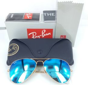 Ray Ban 3025 112/17 Aviator Gold Frame with BLUR MIRROR Lens -ALL SIZES  55mm , 58mm  , 62mm (Color: Blue Mirror, size: 55mm)